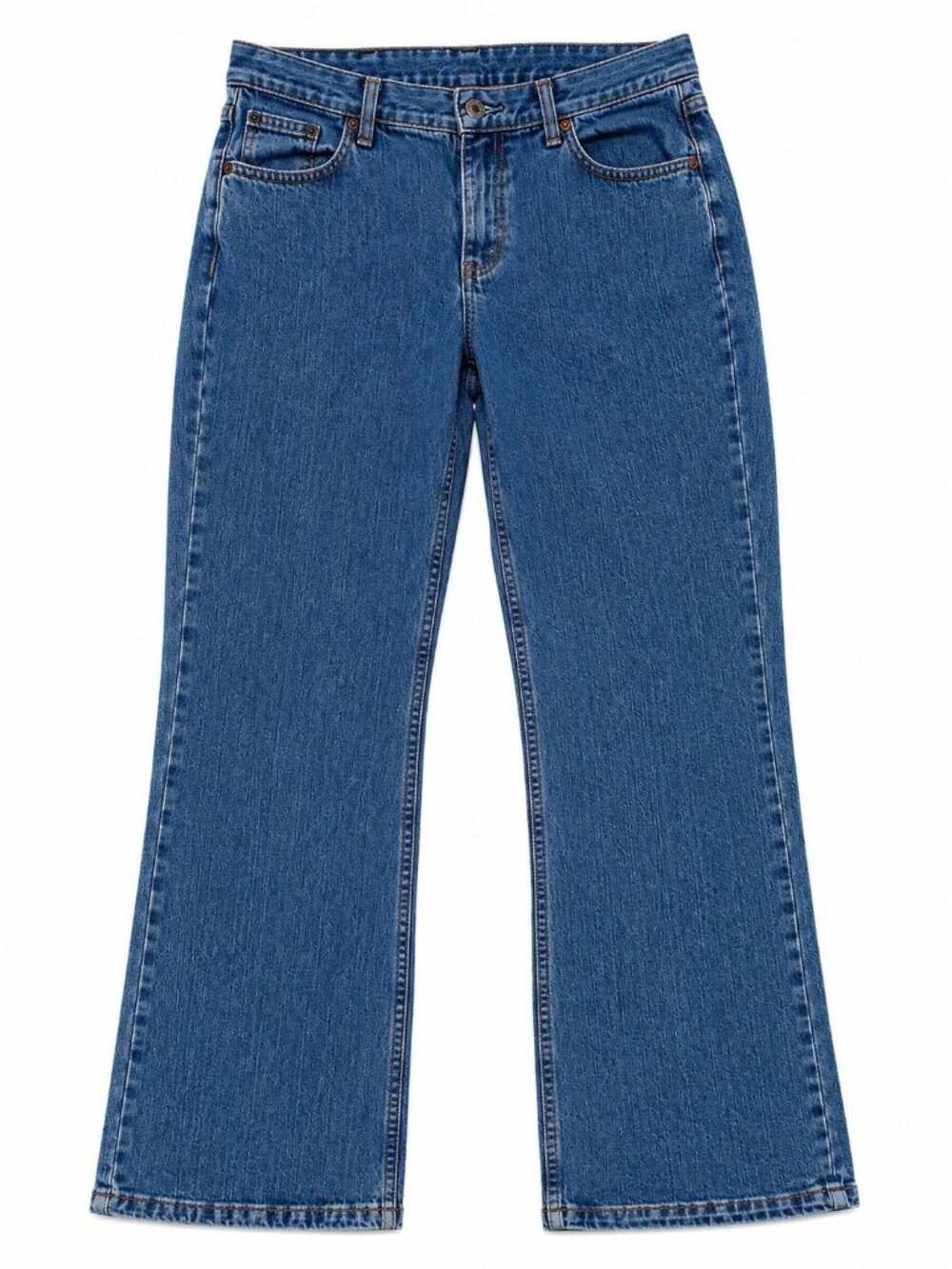 Women's Medium Wash Bootcut Jeans Size 14 Avg Classic Five Pocket Cotton Denim